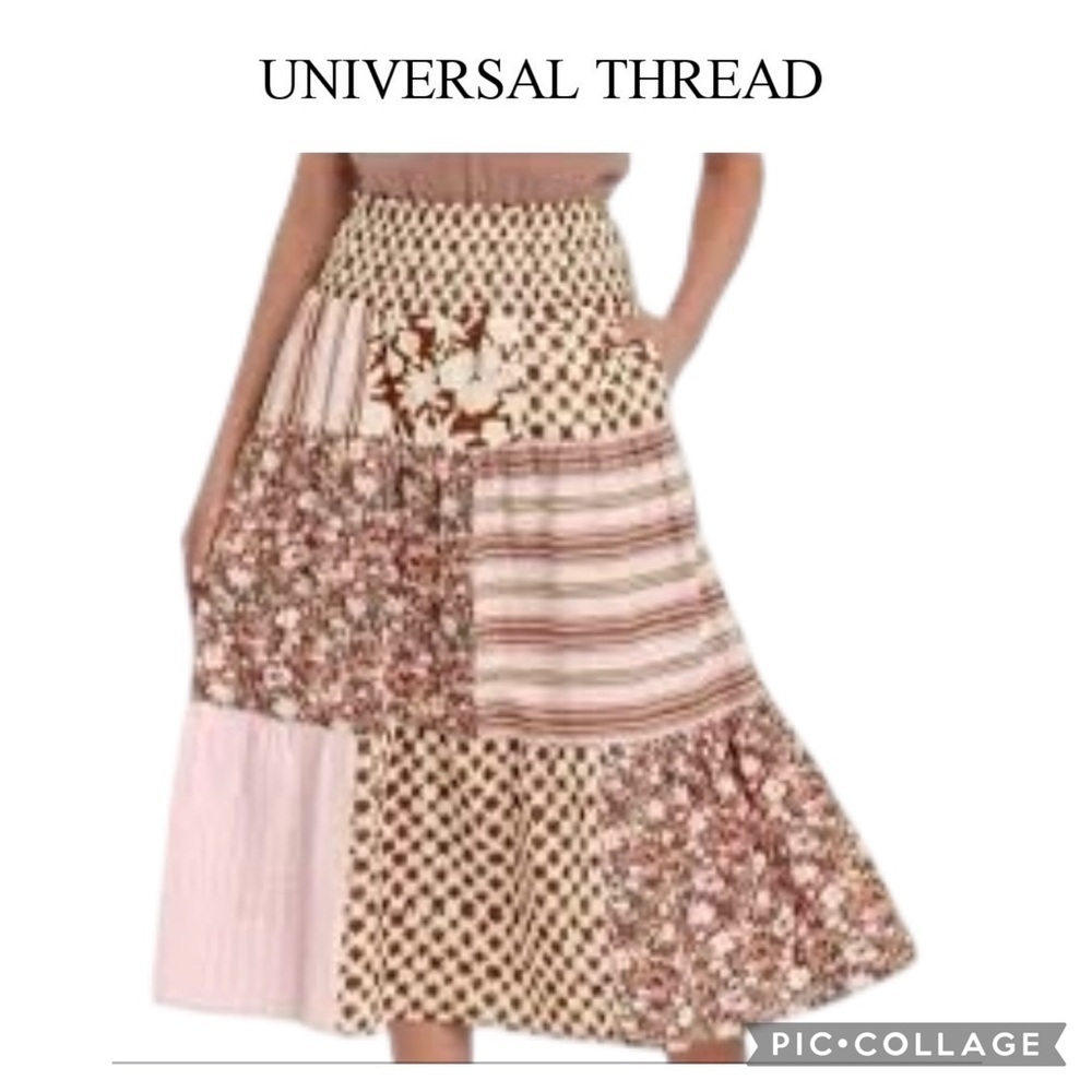 Universal Thread Bohemian cottagecore patchwork midi skirt size small